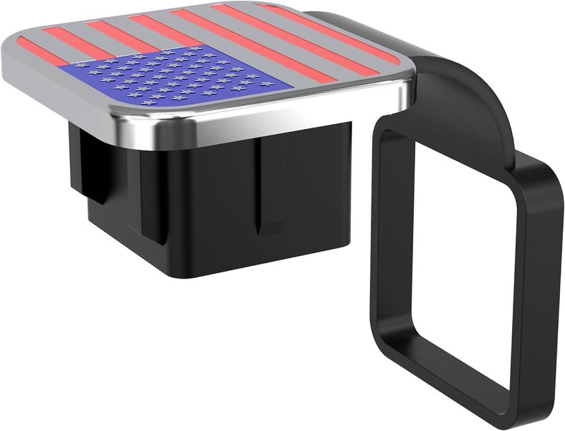 eVerHITCH American Flag Universal Trailer Hitch Cover Tube Plug Insert, Fits 2" Receivers (Red, Blue & Chrome) - Image 5